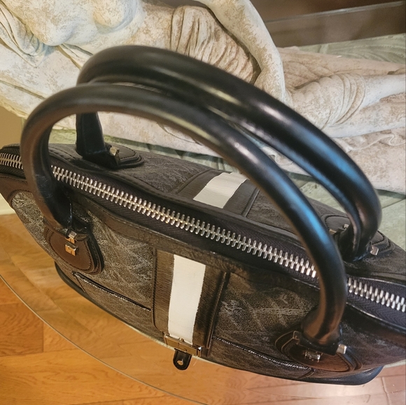 Gwen Stefani L.A.M.B. Kingston Montego Bowler Bag in Silver Gray Black .#343 - Picture 11 of 16